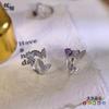 Women 925 Sterling Silver Butterfly Ring Natural Crystal 5*7mm Adjustable Open Jewelry