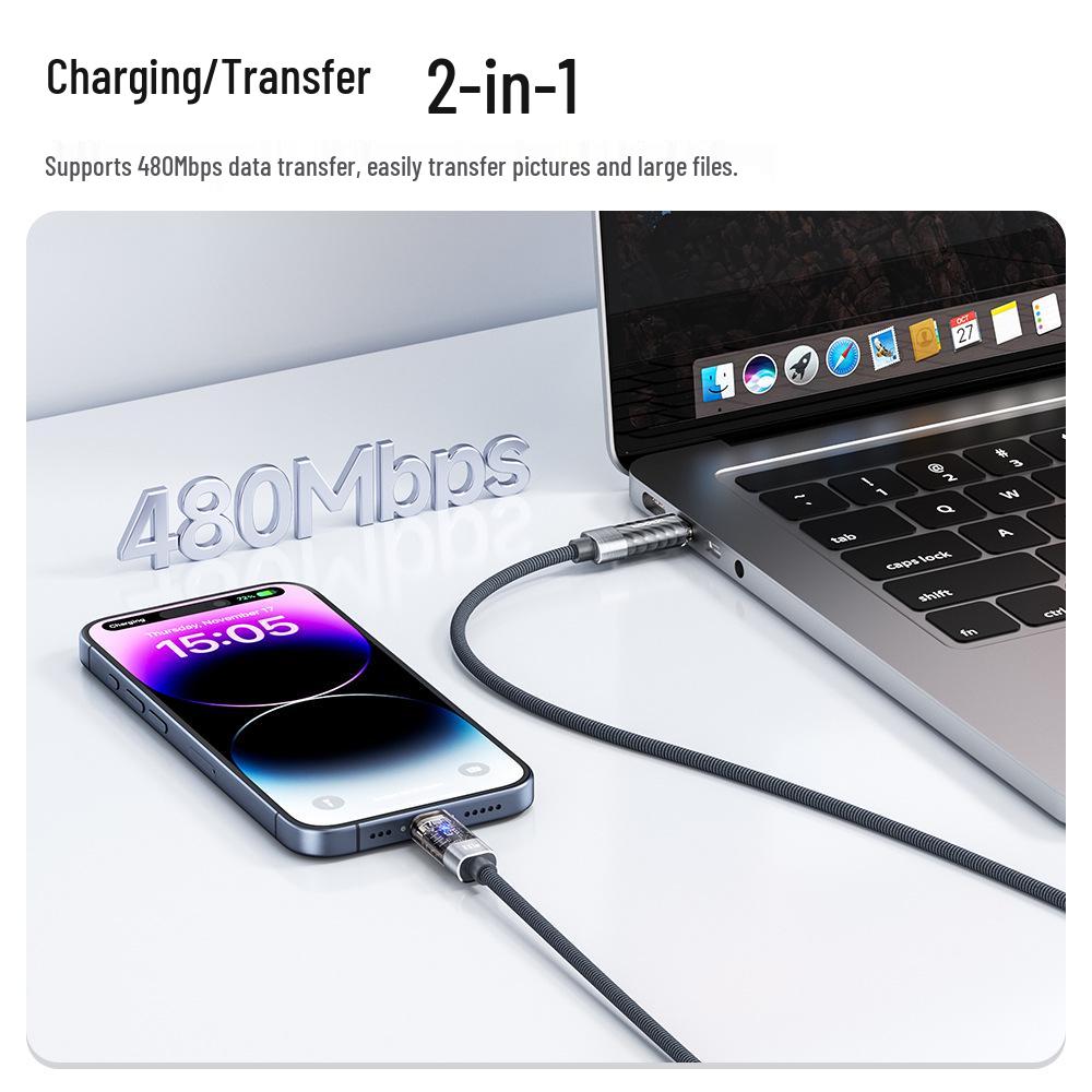 Toocki 100W Auto Power Off Transparent Type-C Cable for Huawei/Xiaomi