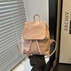 Vintage American College Style Fashion Texture Solid Color Casual Design Commuter Handheld Backpack Female