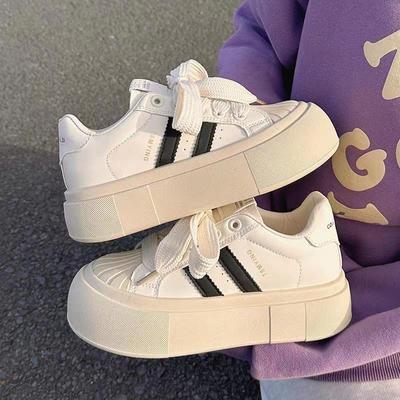 Milk Fufu Little White Shoes Women's 2025 Spring New Student Platform Shell Head Board Shoes Niche Versatile Casual Shoes