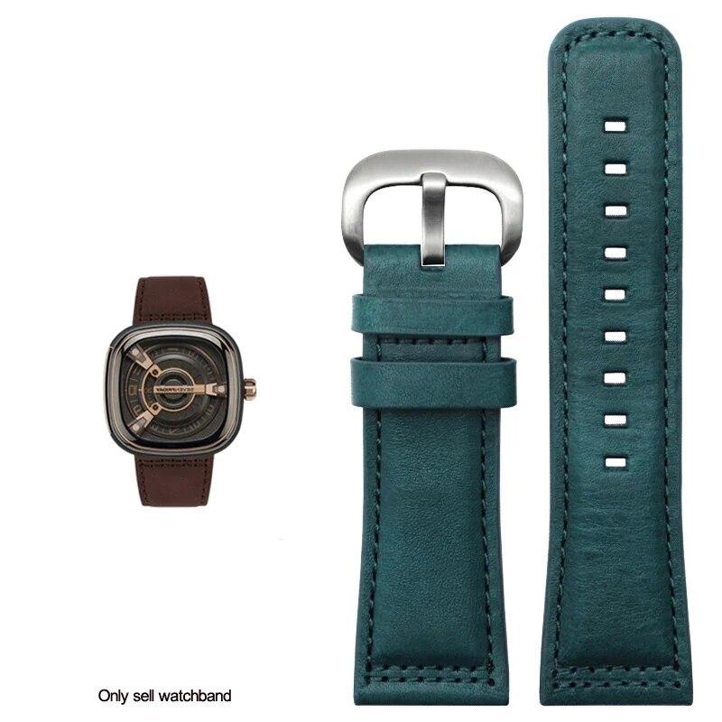 

Для ремінця для годинника Sevenfriday S2 / P3 / m2 Ltalian з натуральної шкіри чоловічого коричневого чорного червоного зеленого ремінця для годинника 28 мм 28mm