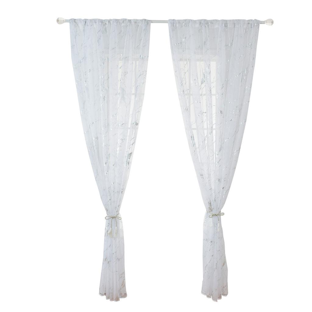 1 Stück Marmorstruktur Bronzefarbener Schiebegardinenstange Schattierungs-Tüll für Wohnzimmer-Fensterdekoration Halbschattierender Voile Transparente Vorhänge