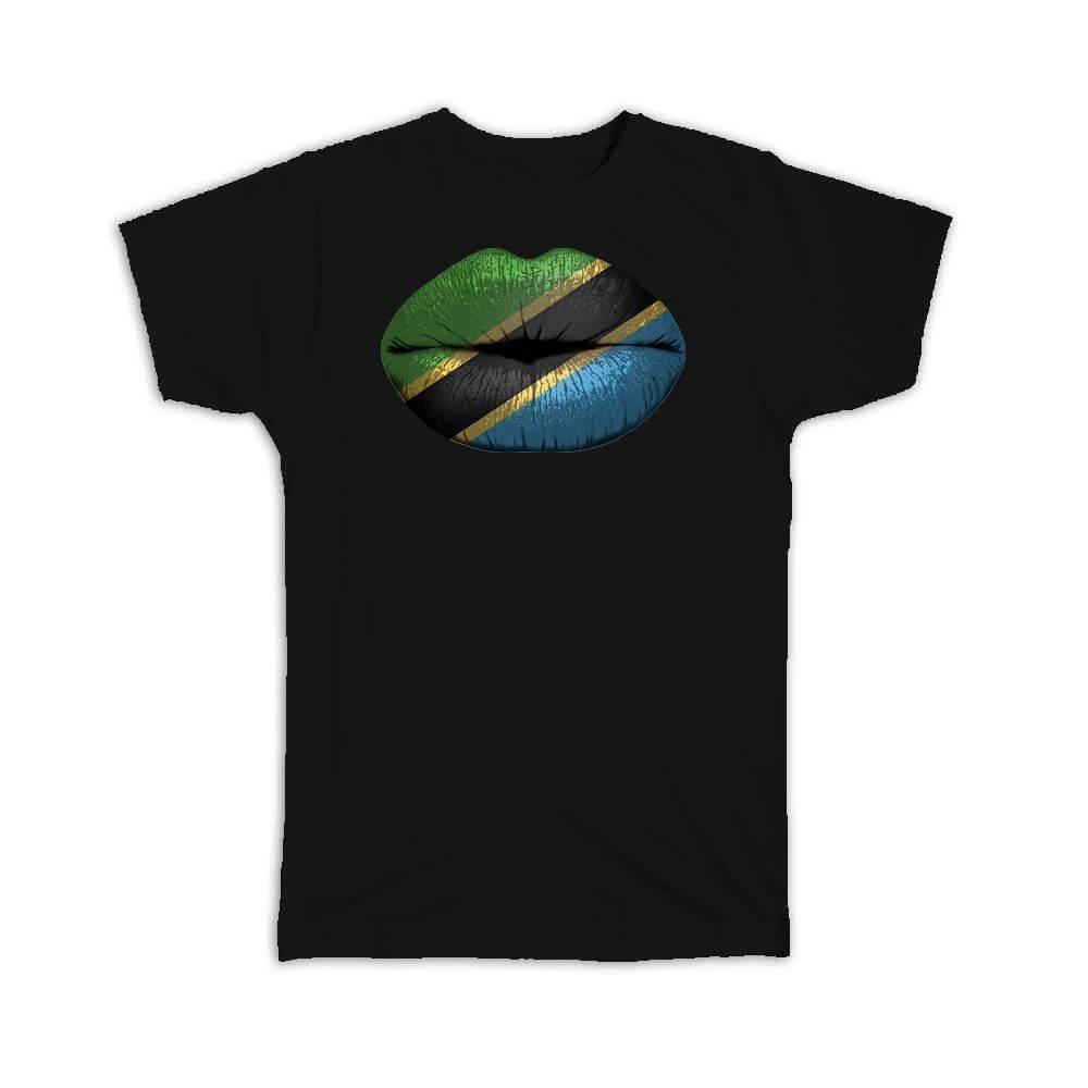 

Gift T-Shirt : Lips Tanzanian Flag Tanzania Expat Country For Her Women Feminine 3XL