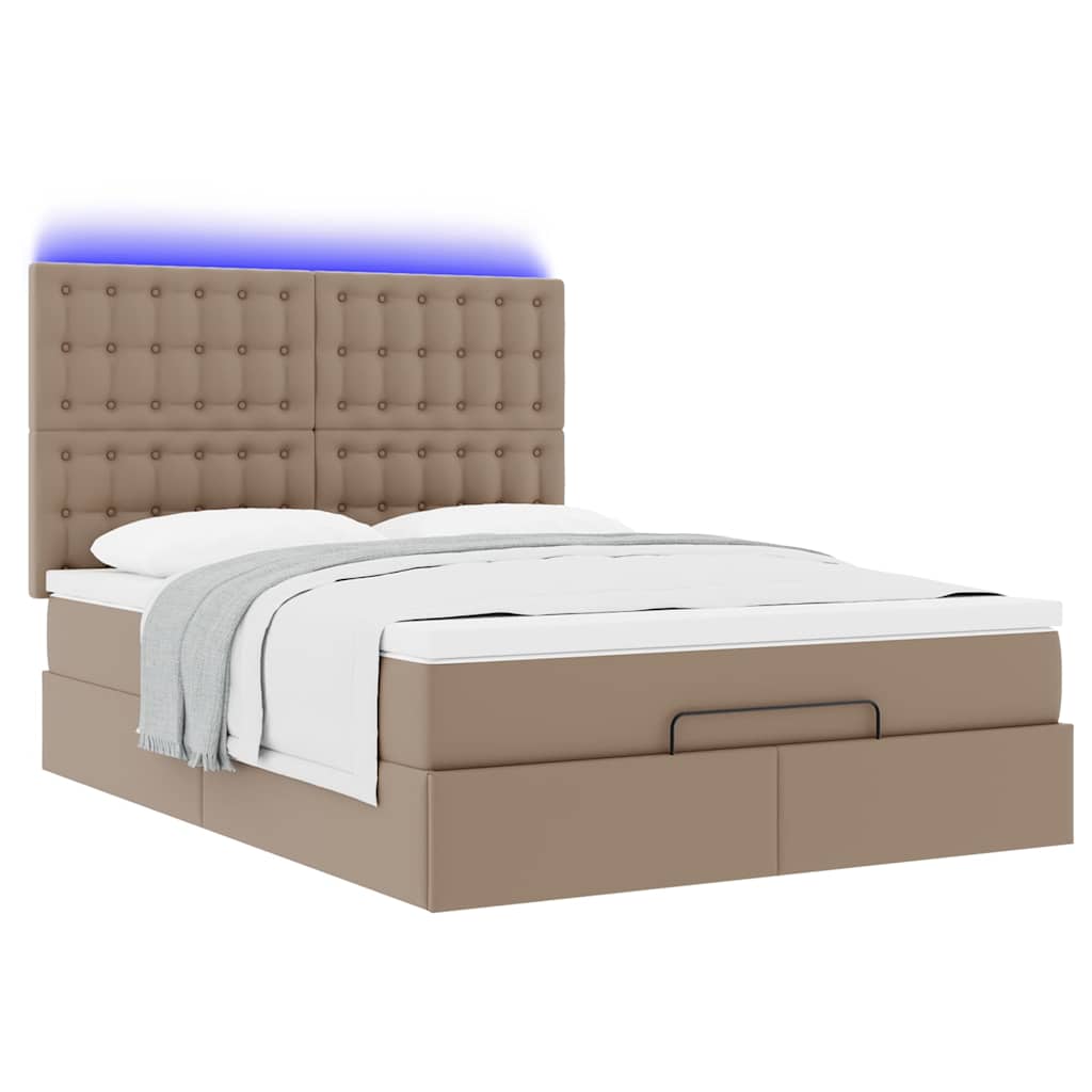 Ottoman Bed with Mattress & LEDs 140x200 cm Faux Leather
