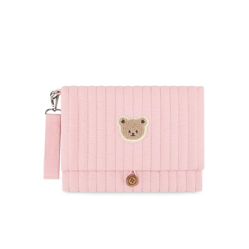 

Foldable Hanging Storage Bag for Baby Travel Multi-Pocket Cotton Organizer with Hook Washable Cloth Diaper Bag for Mom & Kids рожевий