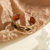 Hollow double-sided leather replaceable women's light luxury style golden jewelry gift banquet daily wear open bracelet