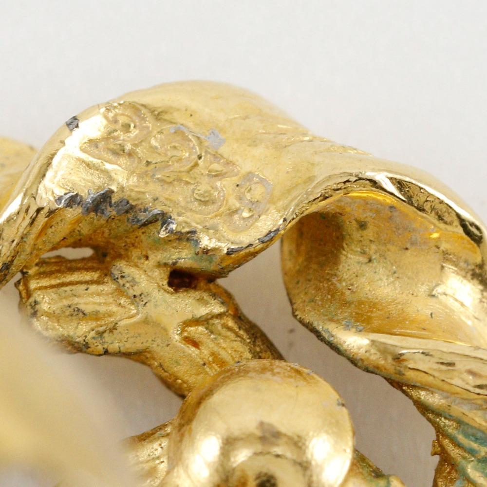 Chanel Round COCO Mark Earring Vintage Plated Gold 9.7g Women Used