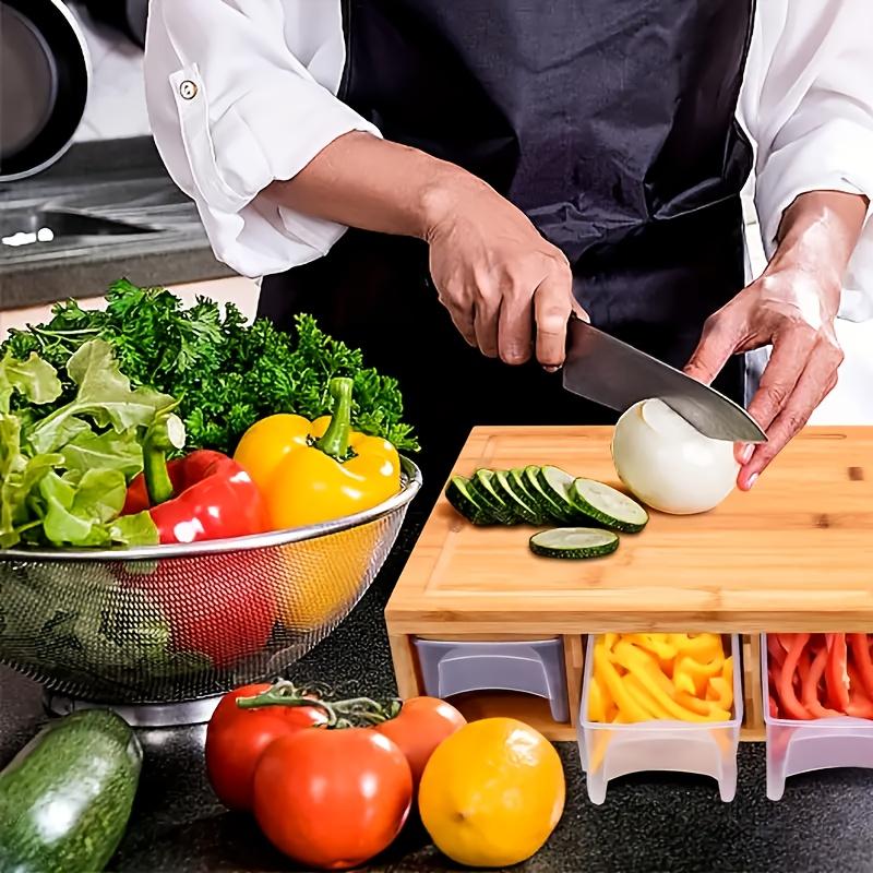 Kitchen Multi Functional Classification Bamboo with Drawer Style Cutting Board and Cutting Board Set Kitchen Tools Can Store