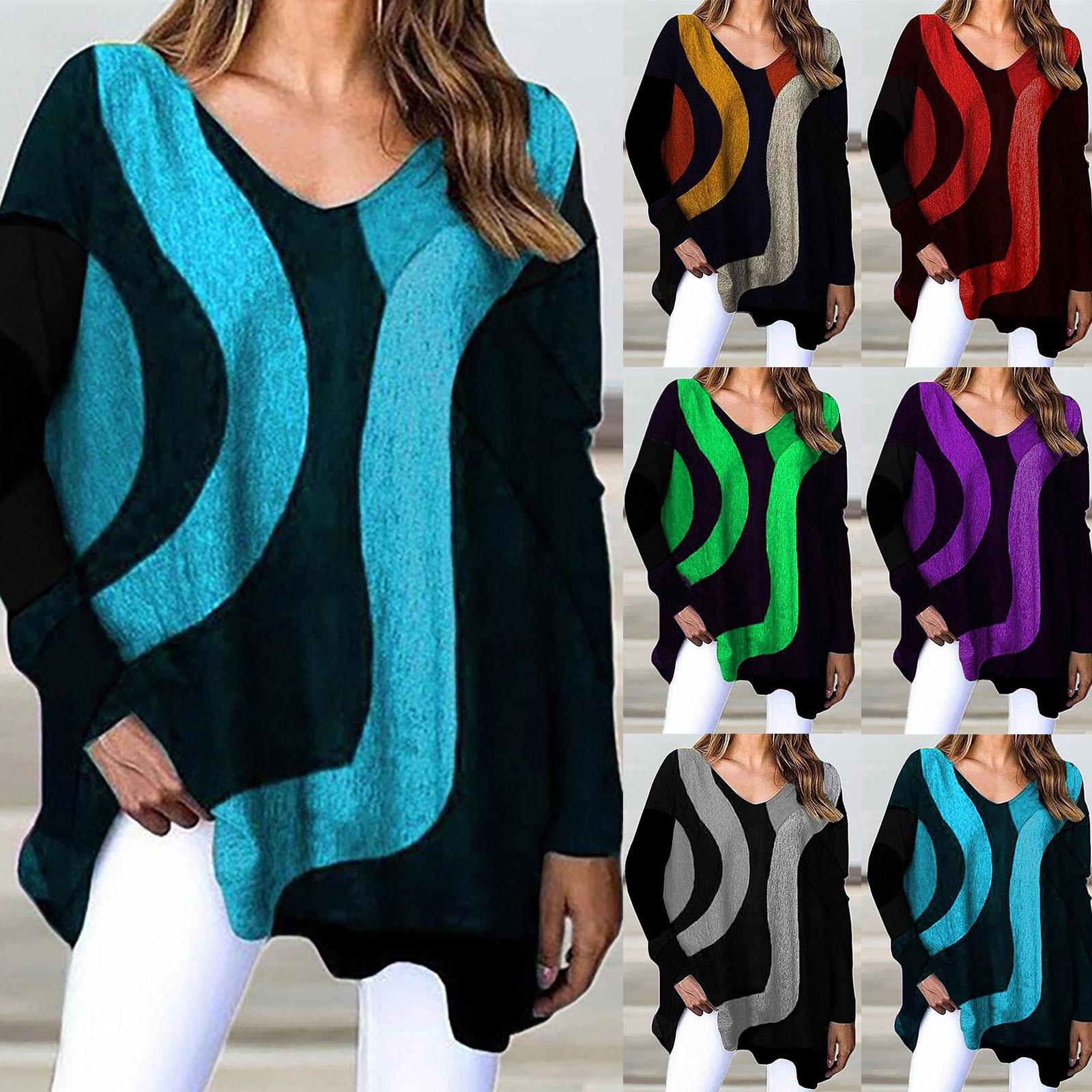 

Women Fashion Loose Blouse Long Sleeve Casual Pullover Print Loose Tops
