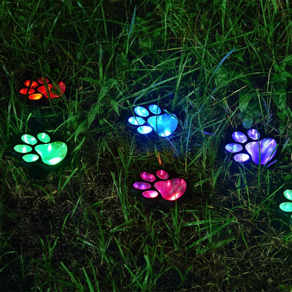 All-Weather Resistant Paw Print Outdoor Lights Solar Garden Lights