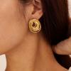 Stainless Steel Metal Oval Line Stud Earrings For Women Exaggerated Gold Color Geometric Earrings Jewelry Accessories