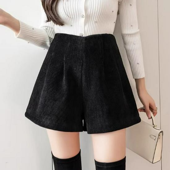 

Женские вельветовые шорты А-силуэта «тюльпан», широкие штанины, большие размеры, модные осень/зима 2024 XS