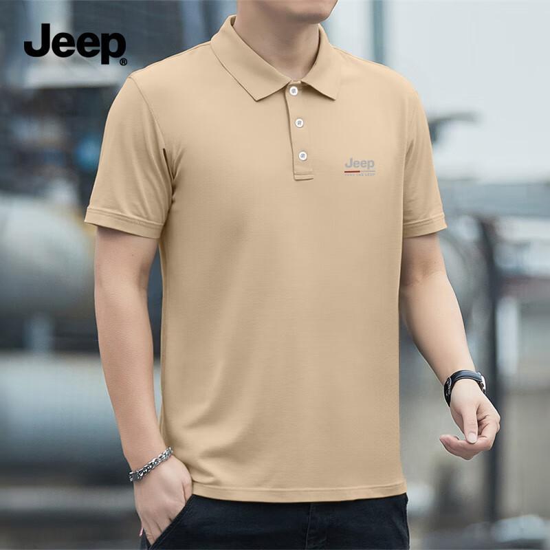 JEEP Men's Summer Silk Cotton Blend Polo T-Shirt