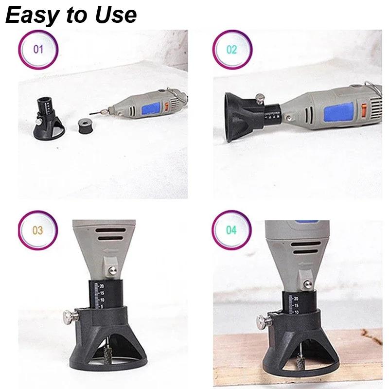 Wood Carving Tool Rotary Router Milling Cutter Guide Attachment Twist Drill Bit Kit Dedicated Locator Woodwork Tool