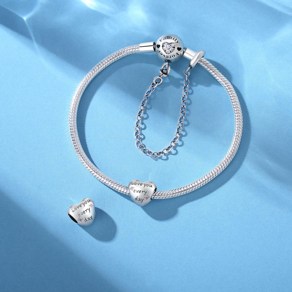 Beads Copper Charms Original Simple Love Heart Beads Fit Bracelet Jewelry Diy Women Fine Gift Accessory