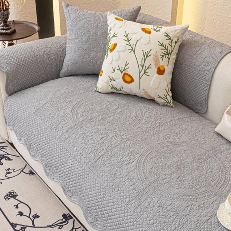 Pure Cotton Sofa Cushion for 3 -seater Non-slip Couch Covers for Living Room All Seasons Universal Sofa Protector with Backrest