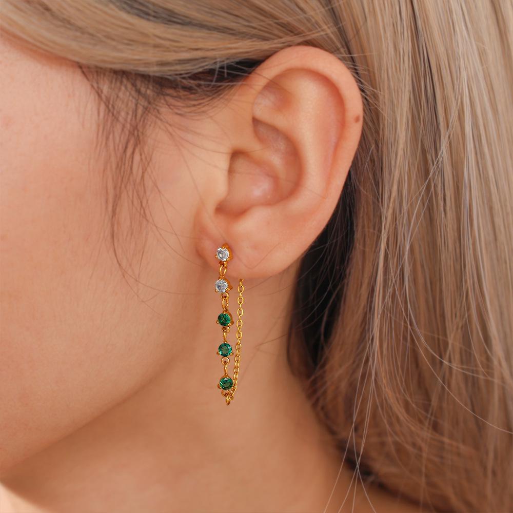 Sweet & Spicy Heart-Shaped Chain Ear Studs: Versatile European & American Cool Girl Style Earrings