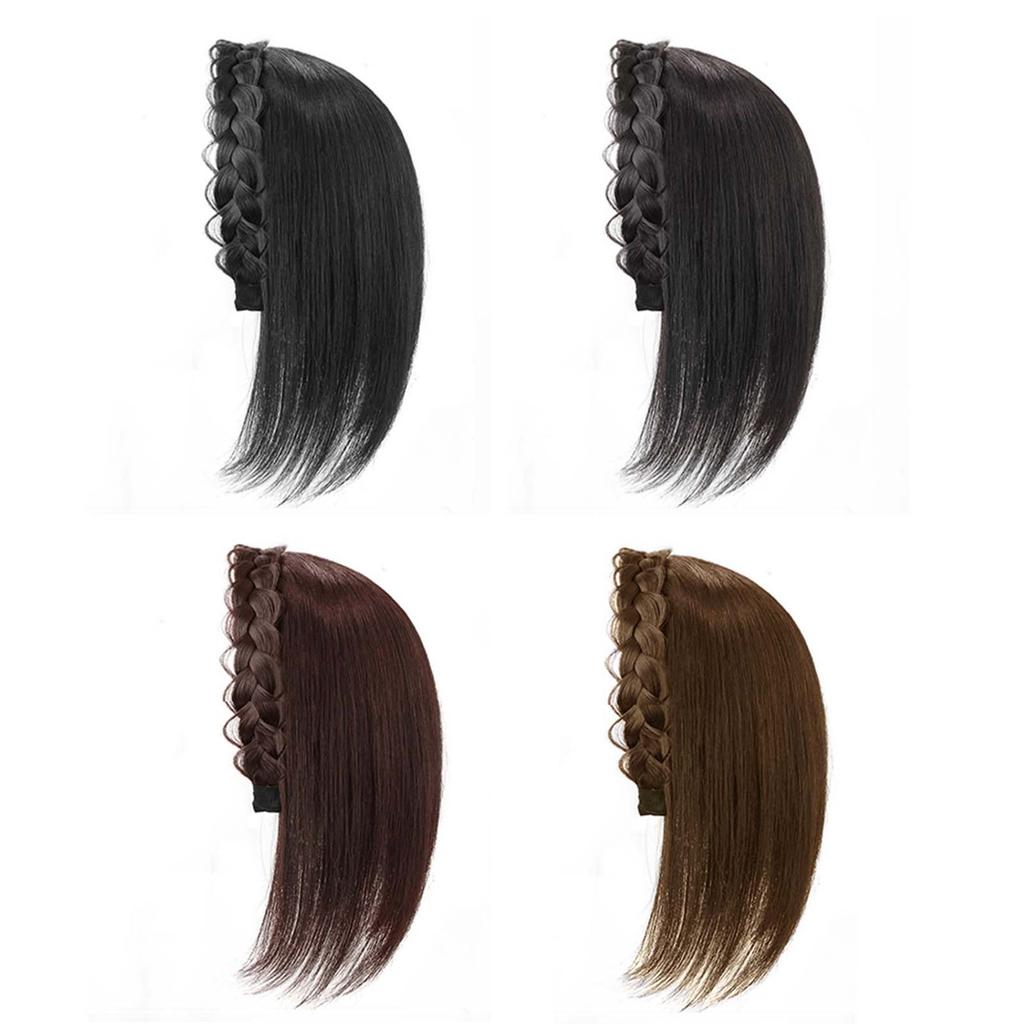 Headband with bangs integrated wig replacement piece for women, braided simulation, no bangs, fishbone headband, replacement piece, half headgear