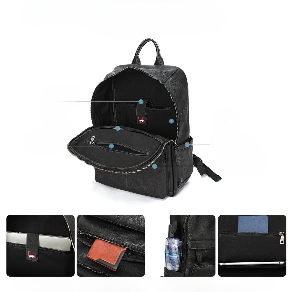 Genuine Leather Large-capacity Fashionable Double-shoulder Backpack for Business Commuting and Multi-functional Use