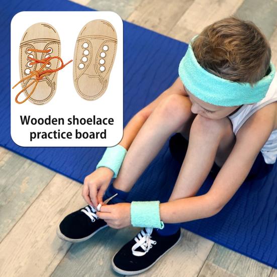 לוח תרגול קשירת שרוכים נעליים מעץ שטוח נעלי סניקרס צעצוע חינוכי לגיל הרך לקשירת שרוכים לילדים התפתחות מוקדמת השחלת שרוכים בנעליים