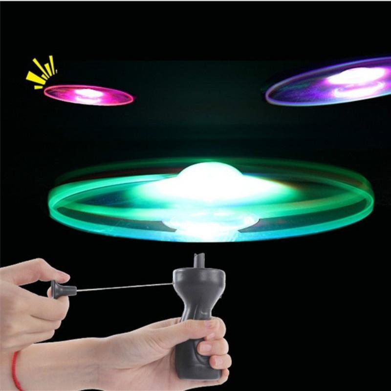 Funny Flyer Luminous Flying Ufo Led Light Handle Flash Flying Toys
