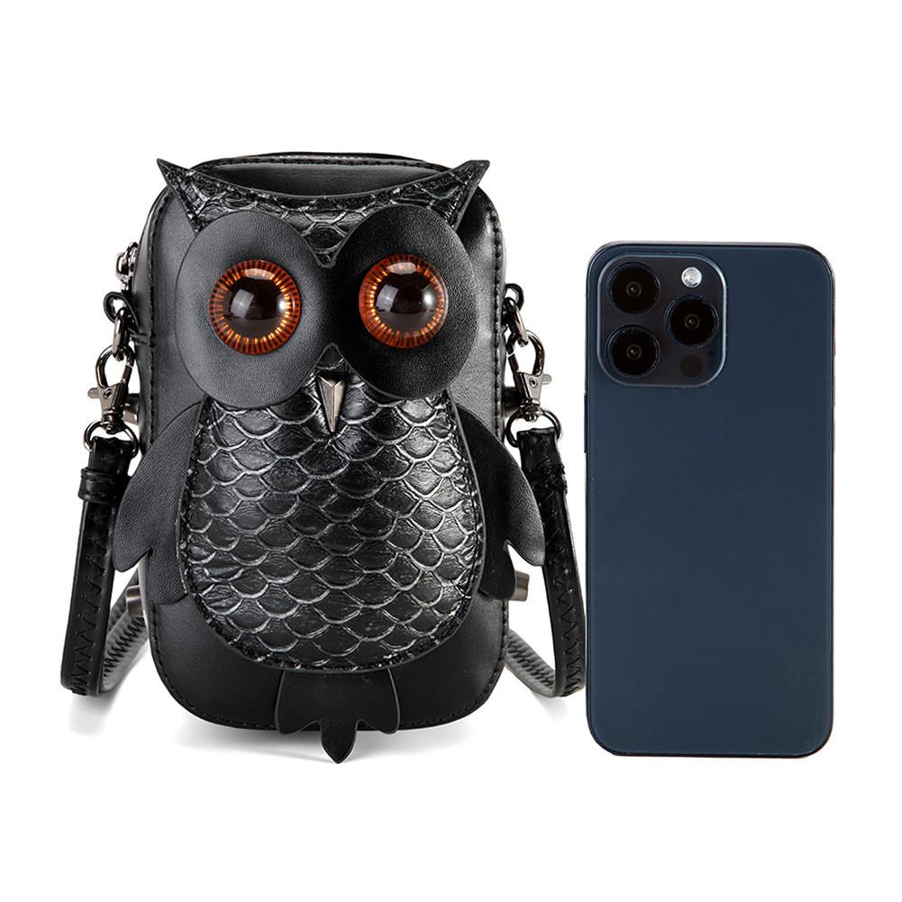 Pu Small Crossbody Bag For Women With Punk Style And Owl Design For Daily Use