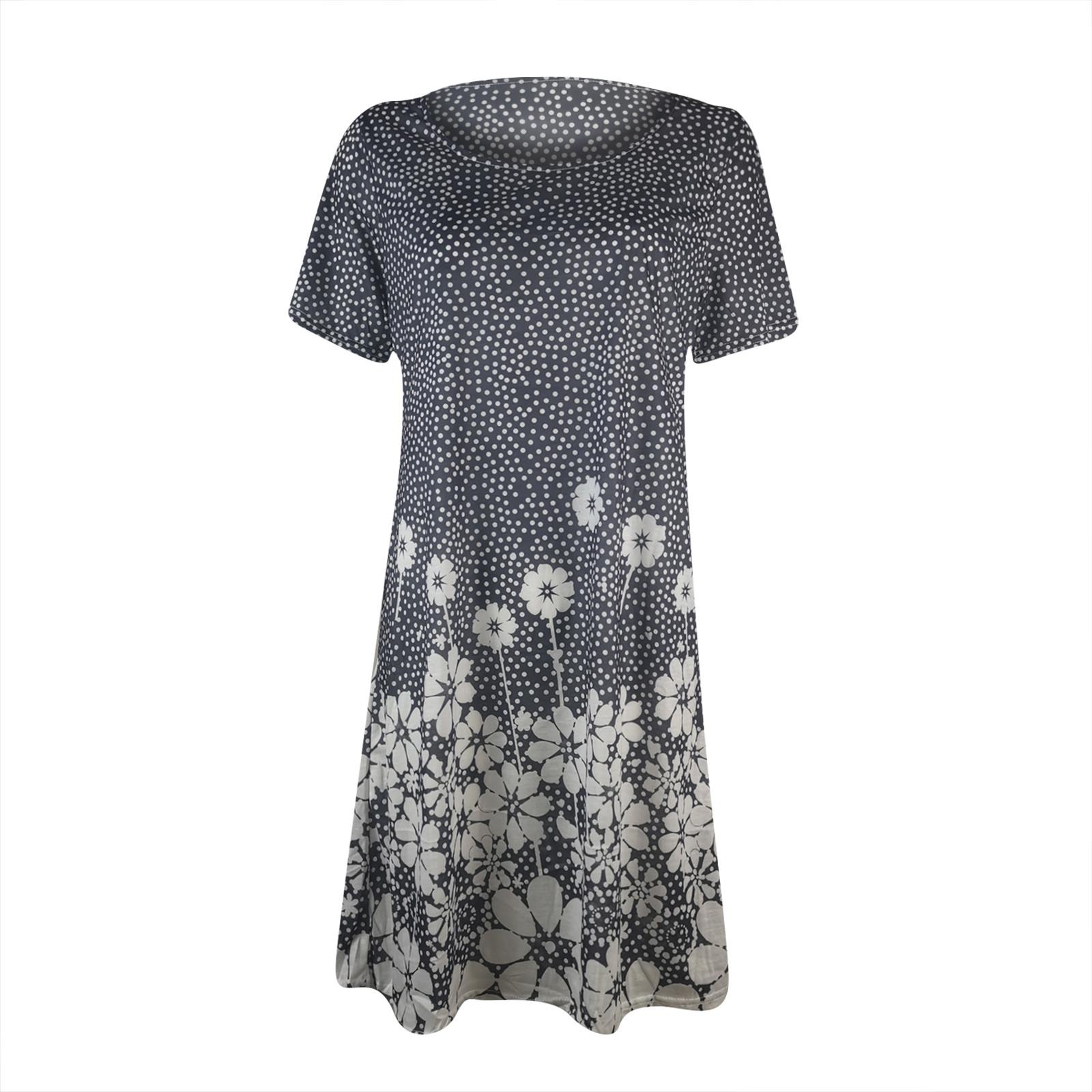 Повседневное женское платье в стиле ретро с круглым вырезом и цветочным принтом — фото 7