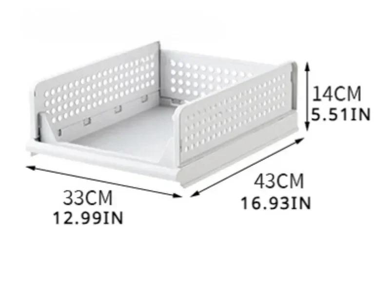 1PC Stackable Plastic Storage Basket Collapsible Clothes Storage Box Living Room Bathroom Kitchen Office Shelf Container 6 Size