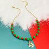 Clavicle Chain Rice Beaded Chain Christmas Tree Cartoon Pendant Choker Christmas Necklace  Festival