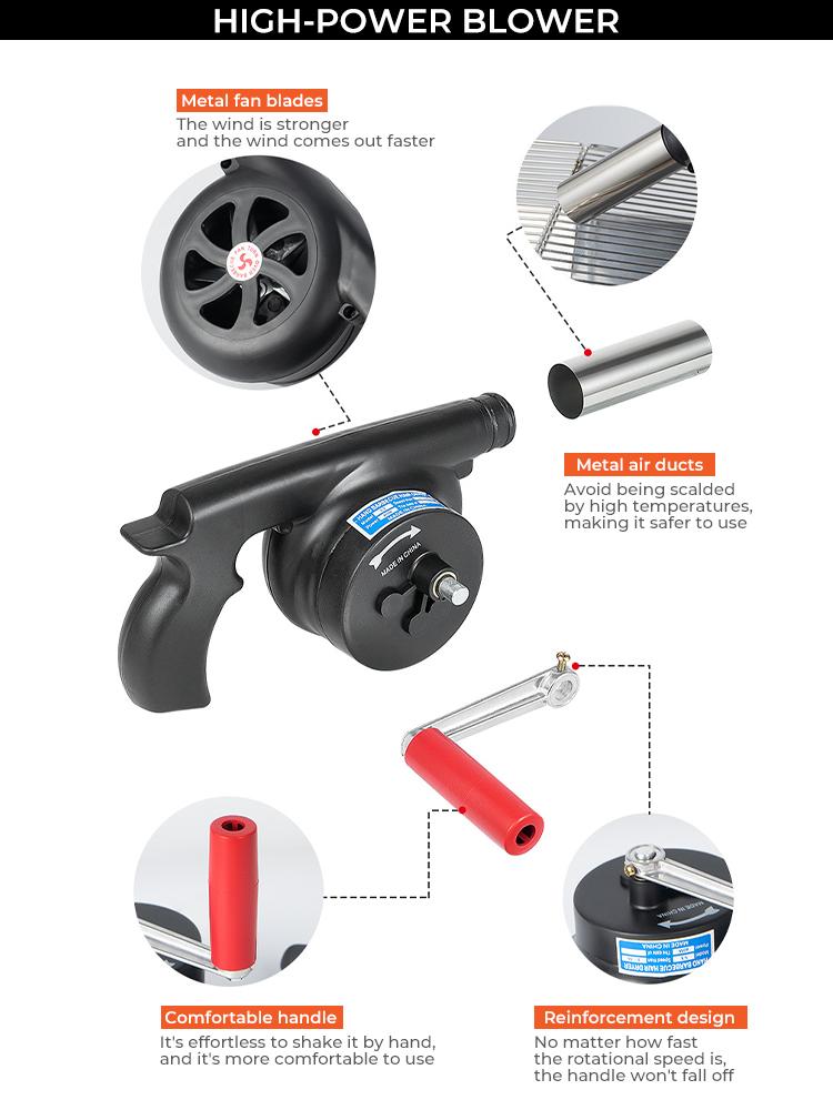 Outdoor Portable Hand Blower Household BBQ Charcoal Combustion Blower Quick Charcoal Burning Small Hair Dryer BBQ Tool Camping