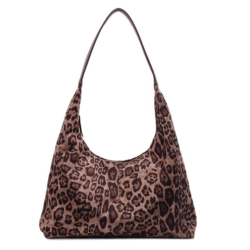 Retro Fashion High-value Leopard Print Tote Bag for Women 2025 New Korean Version of Casual Commuting Large-capacity Shoulder Bag for Women