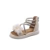 Girls' Fashion Flower High Top Sandals Summer Soft Bottom Medium Large Children's Water Diamond Pearl Princess Shoes