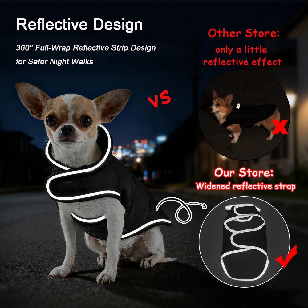 Reflective Dog Jacket Autumn Winter Reversible Puppy Clothes for Small Medium Dogs Cats Waterproof Chihuahua Coat Pet Outfits