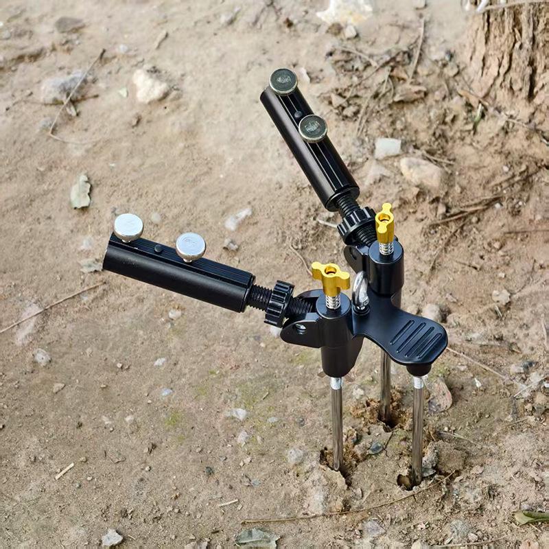 Universal Double Rod Ground Spike Fishing Rod Holder Tripod