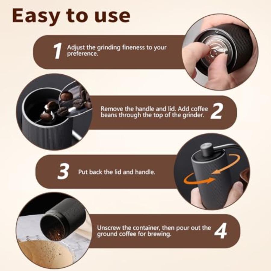 Manual Coffee Grinder with CNC Stainless Steel Conical Burr 25g Ccity Internal Adjustable Setting Black Perfect for Espresso Po