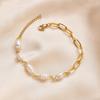 French Retro Freshwater Pearl Bracelet 14K Gold Chain Splicing Pearl Bracelet Jewelry, One Piece Wholesale