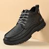 Men's Hiking Boots Thick Rubber Sole Leather Casual Shoes Male Outdoor Walking Shoes Mid‑Top Treking Footwear Male Trainers