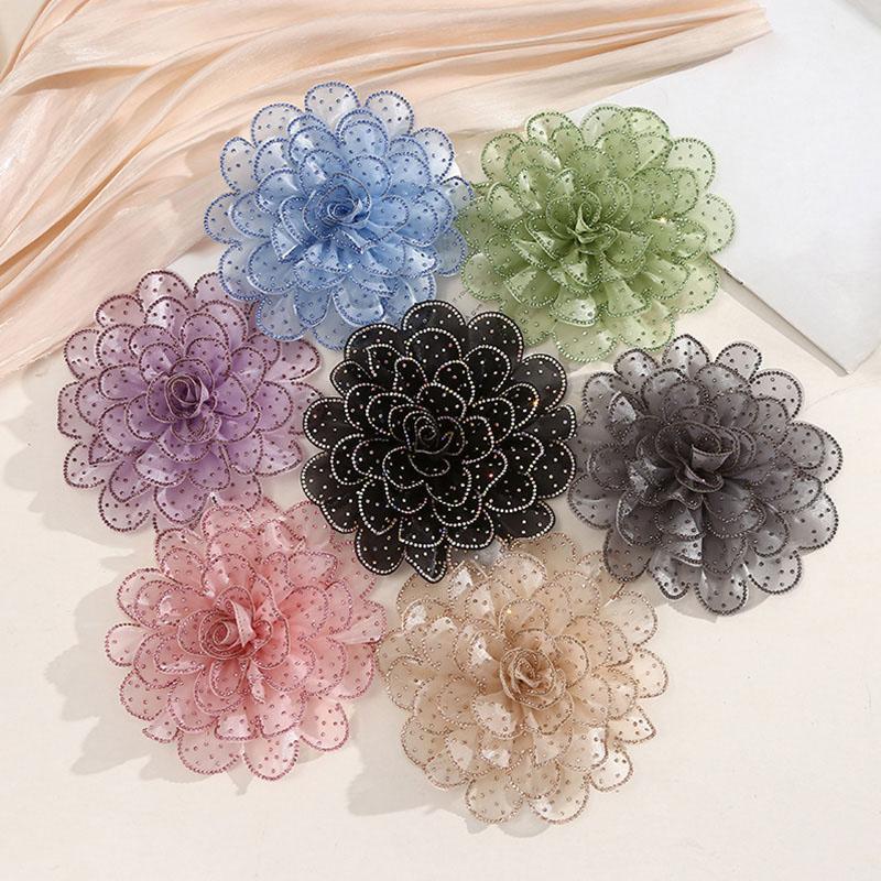 

1шт брошь многослойный большой цветок ткань украшение для вечеринки тканевая наклейка роскошная аппликация стразы красочные девушки