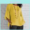 Cotton Linen Blouse For Women With Round Neck And Seven Quarter Sleeves For Casual Office Wear