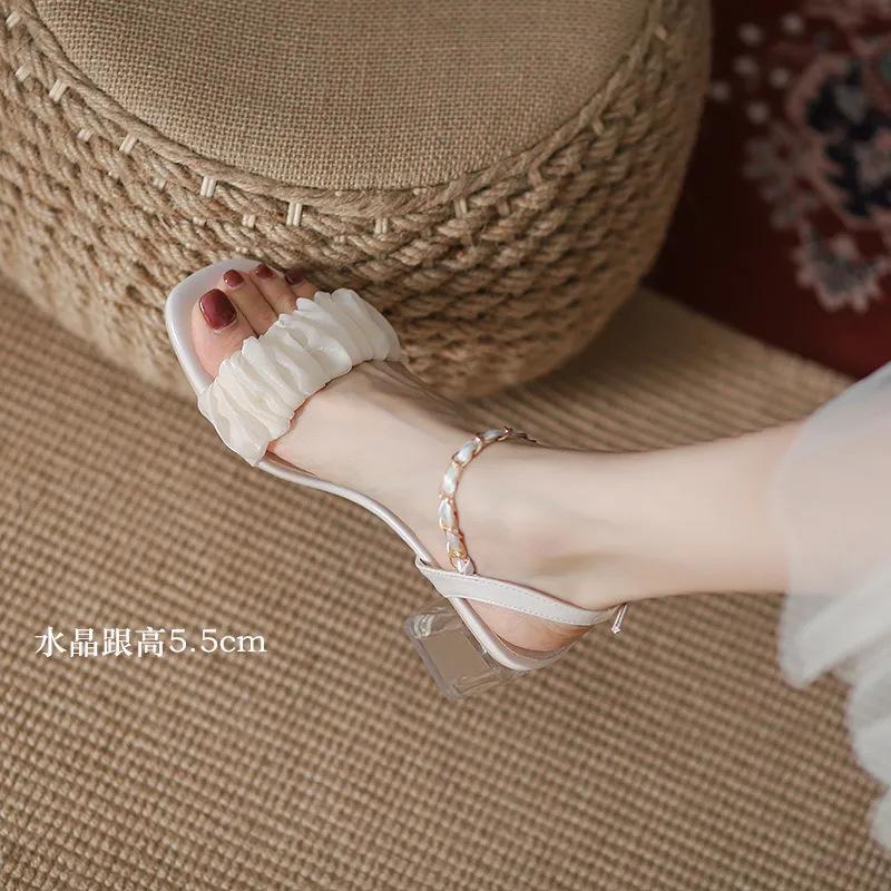 

Женские сандалии, уличная обувь, сказочный стиль, лето, новая мода, универсальный толстый каблук, суперсказочный средний каблук, высокие каблуки 40