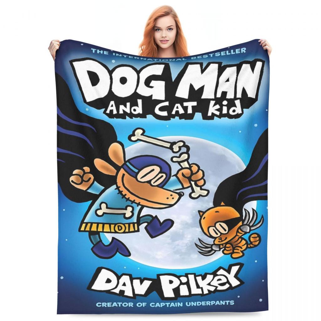 Super Warm Blanket Travel Office Dogman Book Poster Bedding Throws Flannel Bedspread For Outdoor Print Sofa Bed Cover