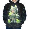 Lányok Aranyos Anime Lány és Macska 3D Mintás Divatos Kapucnis Pulóver Laza Alkalmi Kényelmes Felsők Kapucnis Pulóverek Gyerekeknek Őszi Téli Ruházat