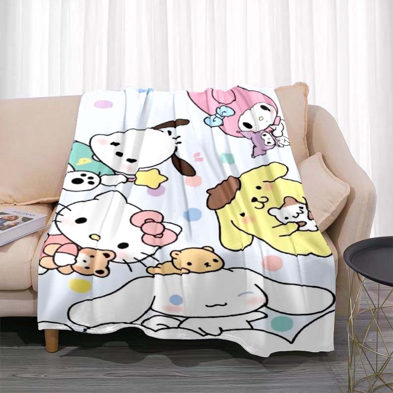 This Cute Pochacco-print Cartoon Blanket Is Made of Warm and Comfortable Flannel and Is Suitable for Bedrooms, Sofas, Beds,