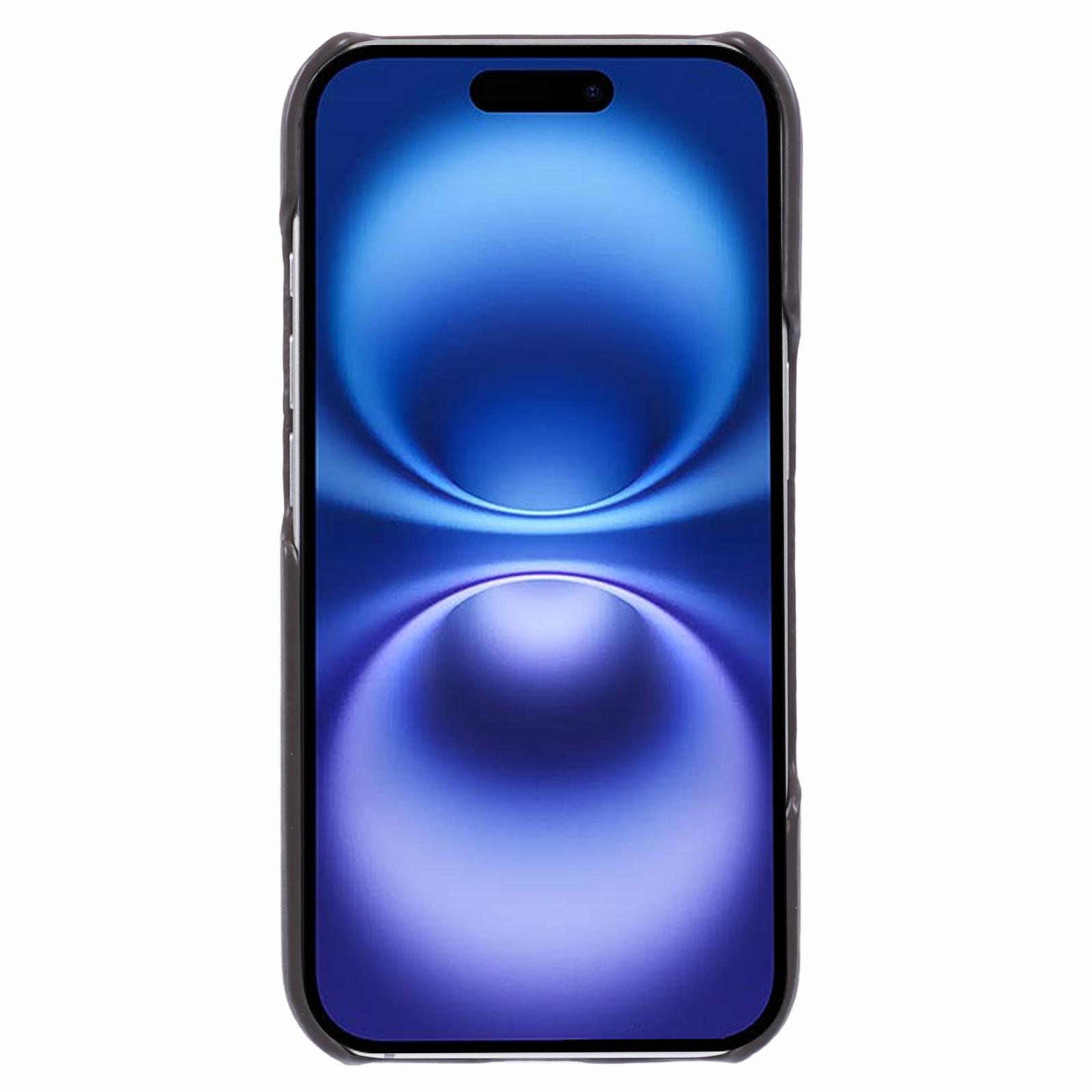 

For iPhone 16 Case Skin-touch Leather+PC Phone Cover with Card Slot Grey