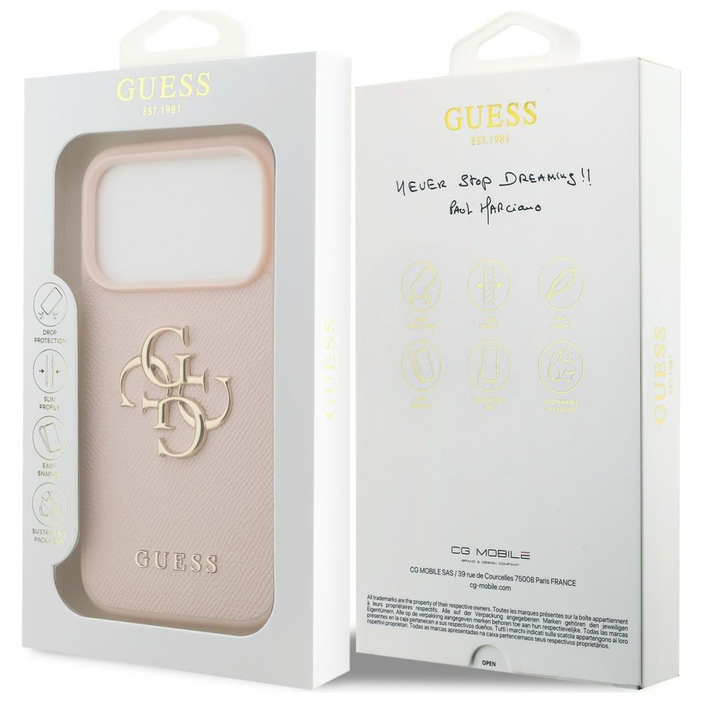 Guess Grained Big 4G & Classic Logo Case for iPhone 17 Pro Pink