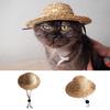 Nowość Letnia regulowana czapka dla psa Outdoor Słomkowy kapelusz Puppy Small Cat Sunhats