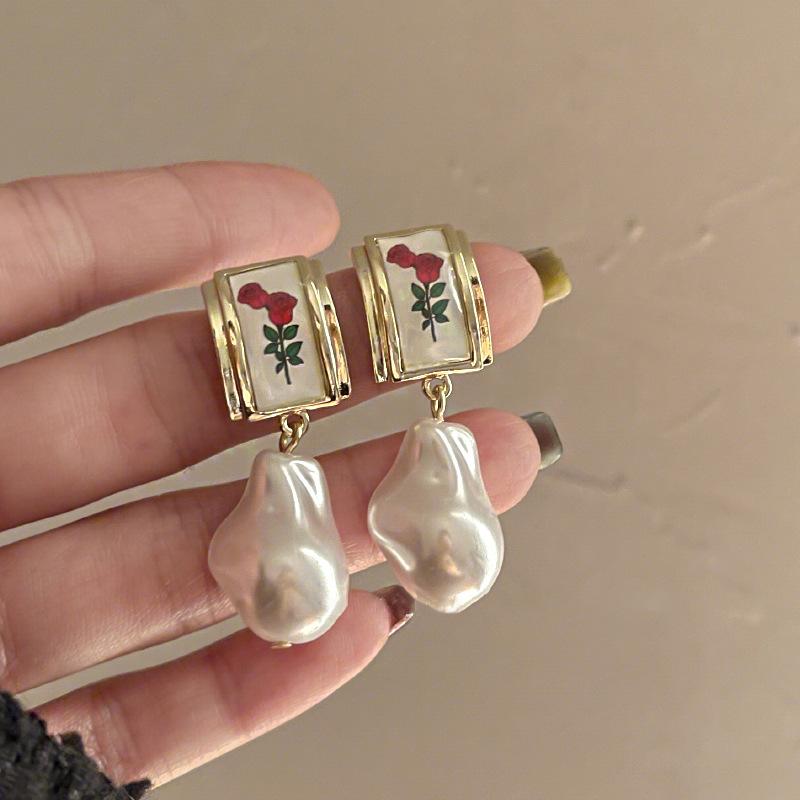 Luxury Pink Earrings Elegant Gold Plated Zircon Flower Front Back Earring Birthday Gift Party Jewelry 2023 Luxury Designer