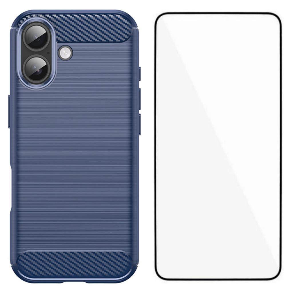 WANLONFENG LS Series For iPhone 17 Case with Screen Film,Brushed Texture Shockproof TPU Phone Cover