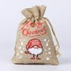 Christmas Candy Linen Bag Bundle Mouth Bag Colorful Cartoon Christmas Set Candy Gift Packaging Bag Santa Claus Gift Bags