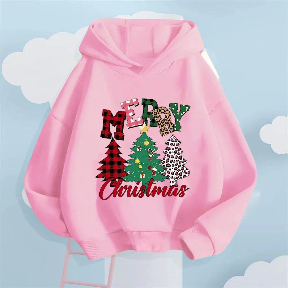 Creative Christmas Tree Pattern Children's Sweatshirt Autumn and Winter Fashion Gift for Boys and Girls Plush Hooded Sweatshirt